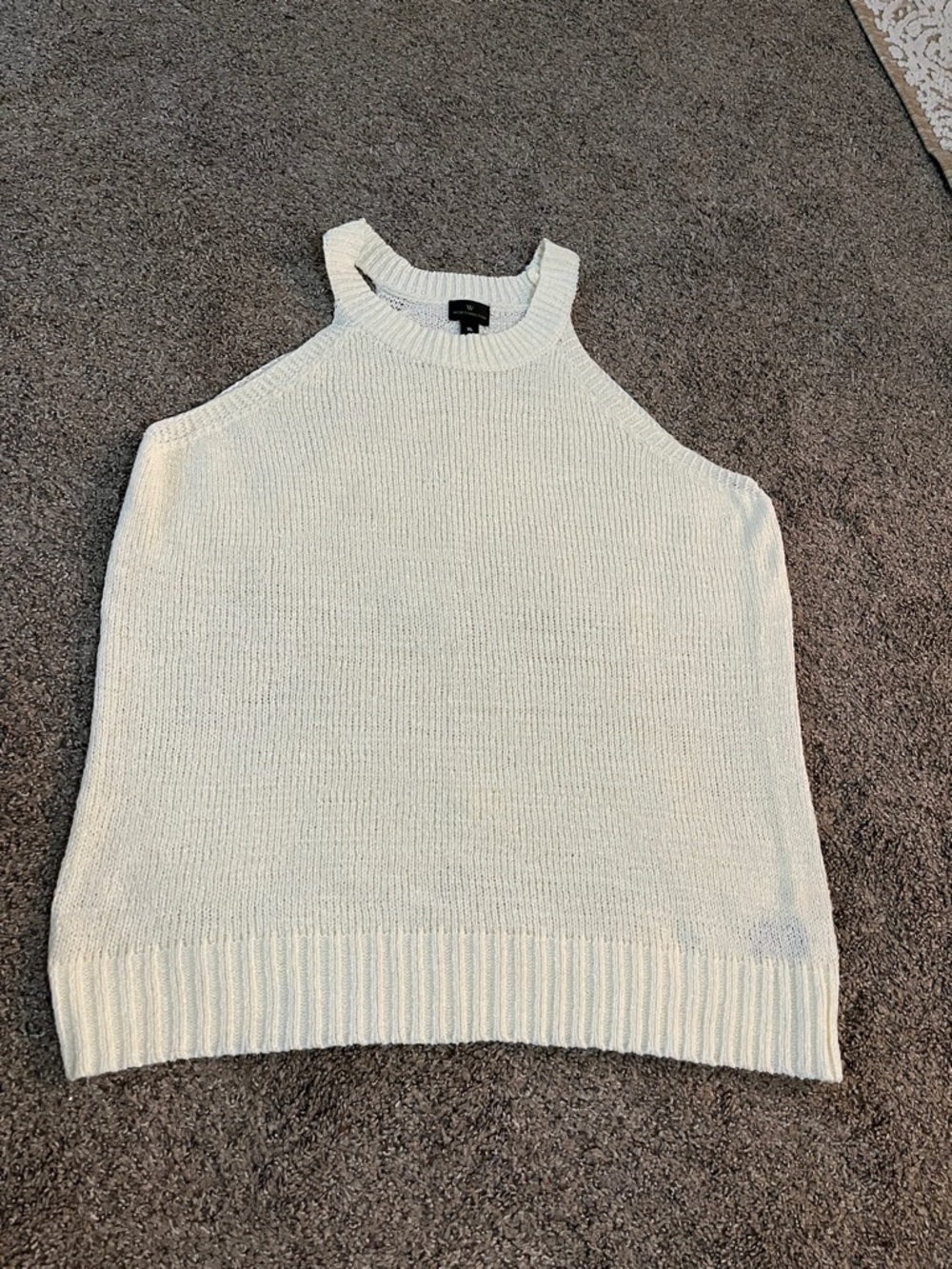 Worthington Cream Ribbed-Hem Halter Knit Tank